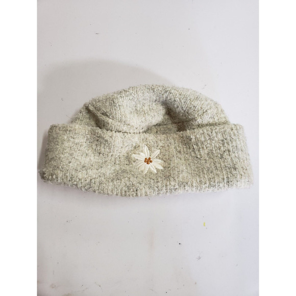 VTG Marker Hat Womens One-Size Ivory Embroidered Knit Polyester Blend Beanie - Picture 1 of 4